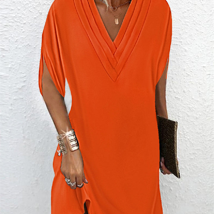 "Robe élégante manches fendues, style moderne, tailles 2XL-3XL, tissu doux et design sophistiqué, idéale pour diverses occasi