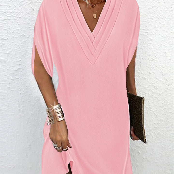 "Robe élégante manches fendues, style moderne, tailles 2XL-3XL, tissu doux et design sophistiqué, idéale pour diverses occasi