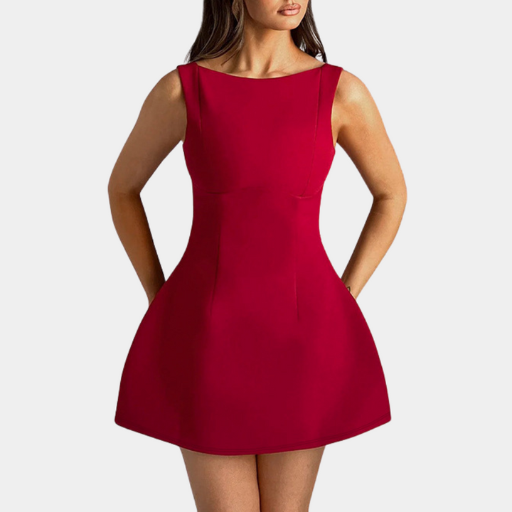 "Robe été élégante femme JANELLE noire, design sophistiqué, coupe flatteuse pour événement formel ou décontracté."