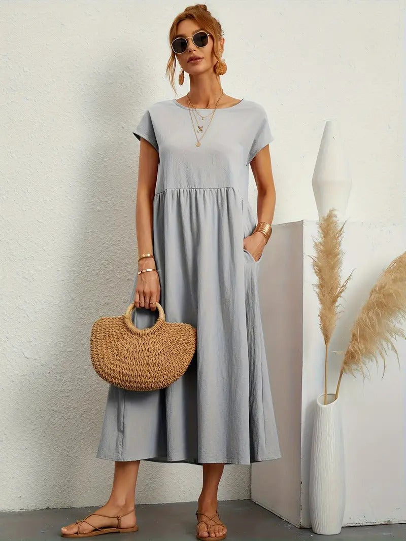"Robe lin premium élégante avec poches, coupe flatteuse, couleurs variées, adaptée toutes saisons, confort assuré."