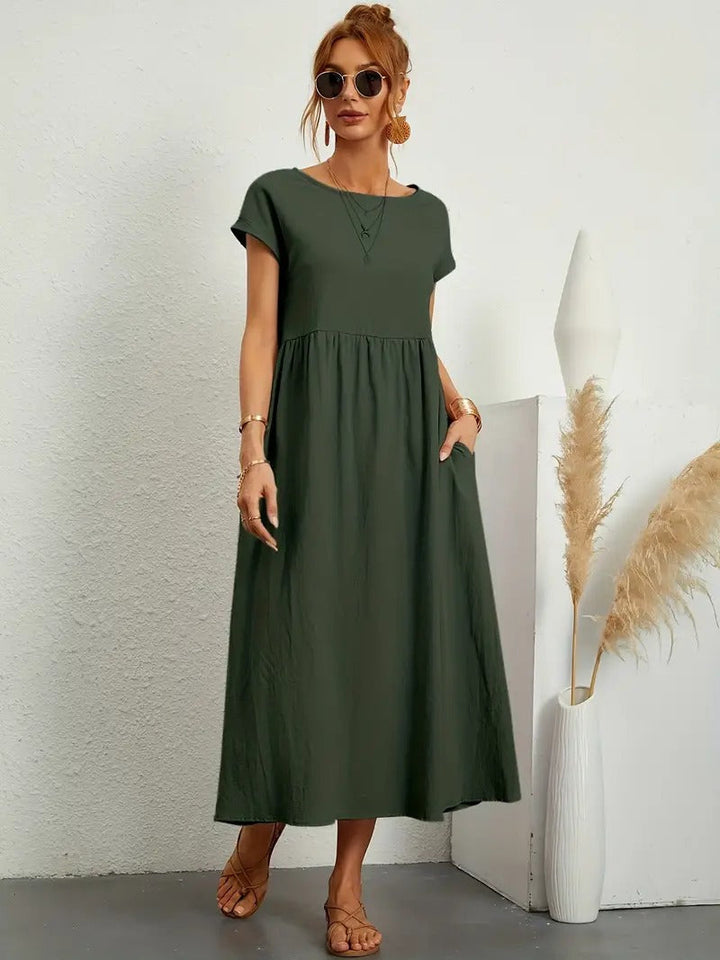 "Robe lin premium élégante avec poches, coupe flatteuse, couleurs variées, adaptée toutes saisons, confort assuré."