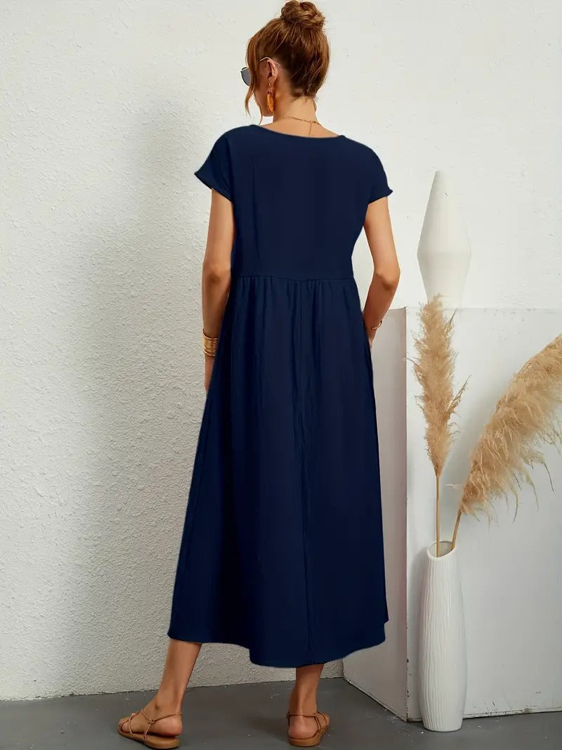 "Robe lin premium élégante avec poches, coupe flatteuse, couleurs variées, adaptée toutes saisons, confort assuré."