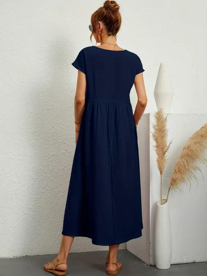 "Robe lin premium élégante avec poches, coupe flatteuse, couleurs variées, adaptée toutes saisons, confort assuré."