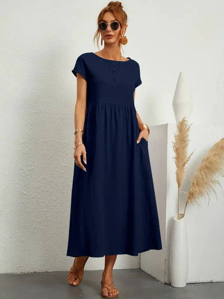 "Robe lin premium élégante avec poches, coupe flatteuse, couleurs variées, adaptée toutes saisons, confort assuré."