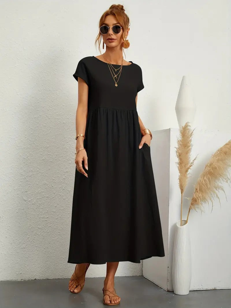 "Robe lin premium élégante avec poches, coupe flatteuse, couleurs variées, adaptée toutes saisons, confort assuré."