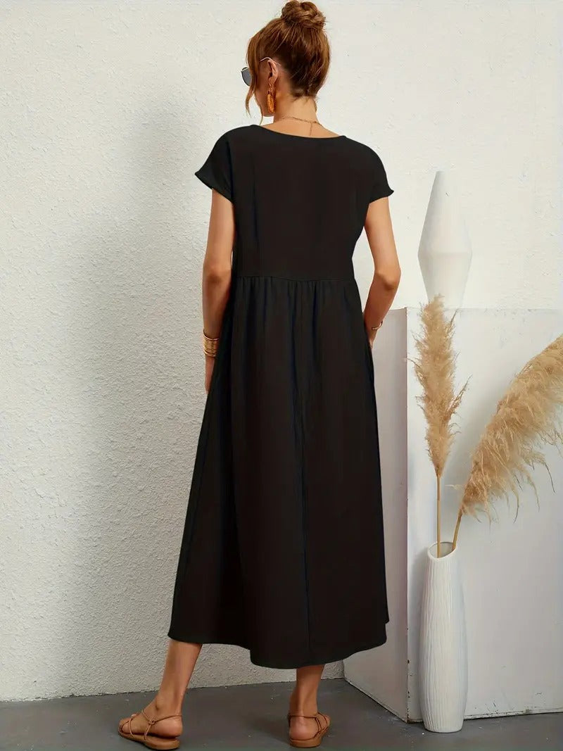 "Robe lin premium élégante avec poches, coupe flatteuse, couleurs variées, adaptée toutes saisons, confort assuré."