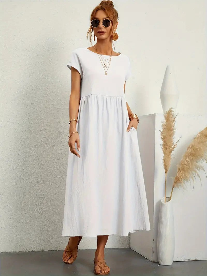 "Robe lin premium élégante avec poches, coupe flatteuse, couleurs variées, adaptée toutes saisons, confort assuré."