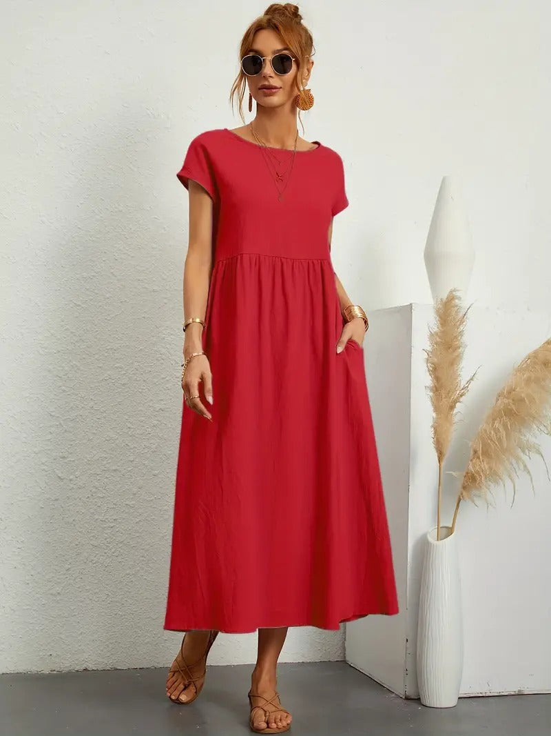 "Robe lin premium élégante avec poches, coupe flatteuse, couleurs variées, adaptée toutes saisons, confort assuré."