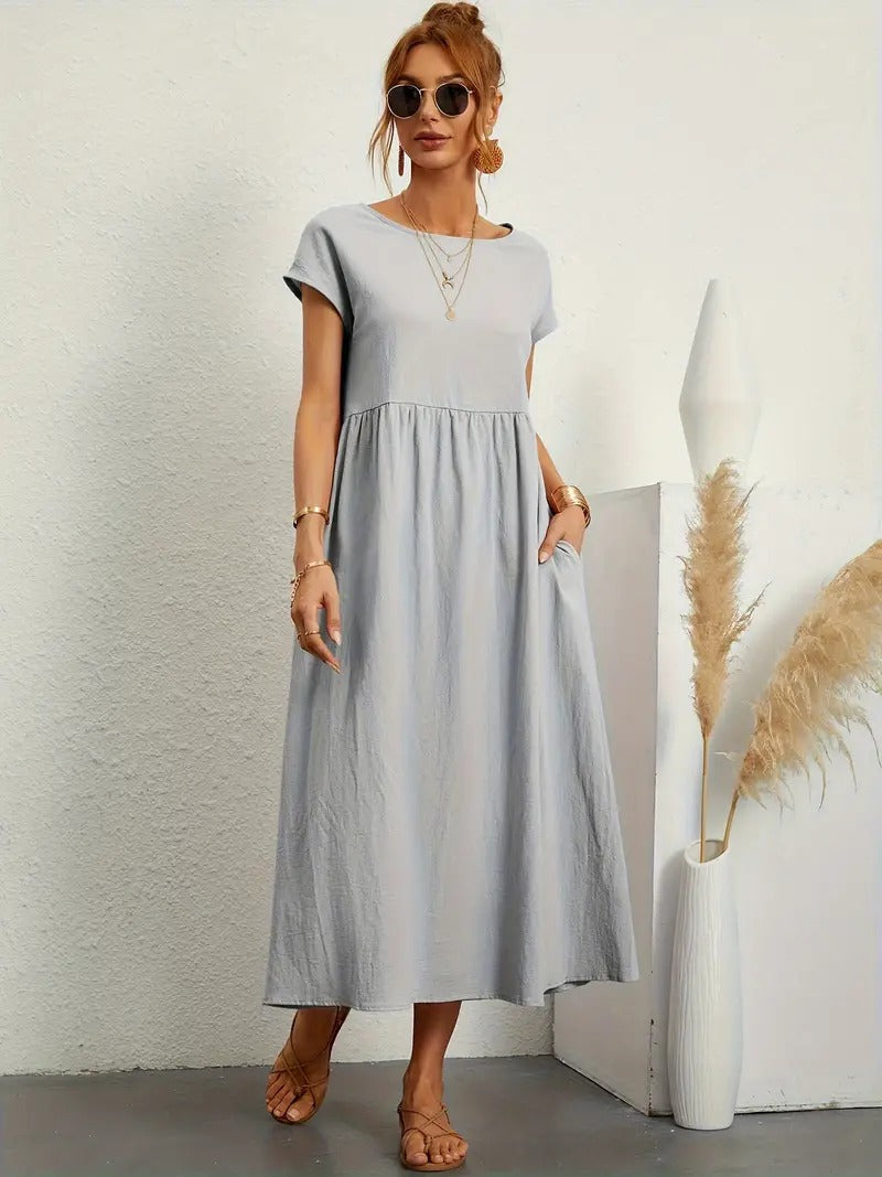 "Robe lin premium élégante avec poches, coupe flatteuse, couleurs variées, adaptée toutes saisons, confort assuré."