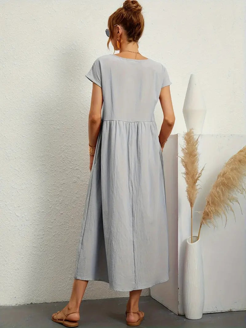 "Robe lin premium élégante avec poches, coupe flatteuse, couleurs variées, adaptée toutes saisons, confort assuré."