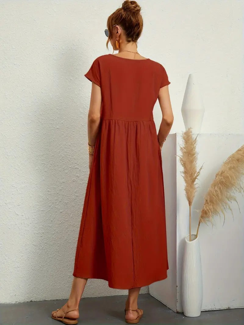 "Robe lin premium élégante avec poches, coupe flatteuse, couleurs variées, adaptée toutes saisons, confort assuré."
