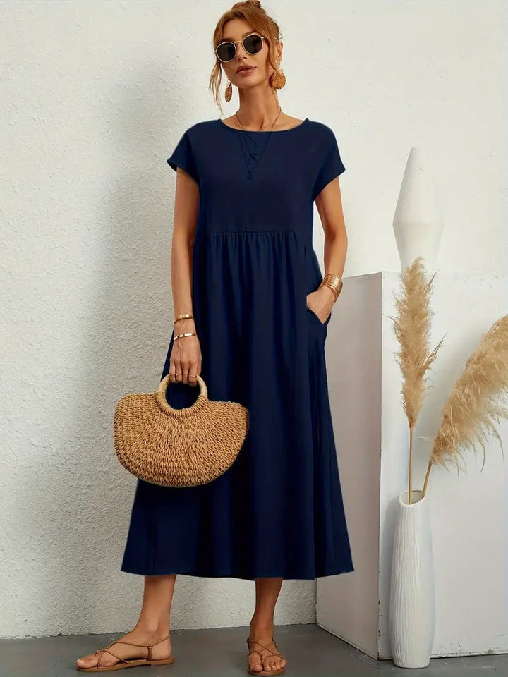 "Robe lin premium élégante avec poches, coupe flatteuse, couleurs variées, adaptée toutes saisons, confort assuré."