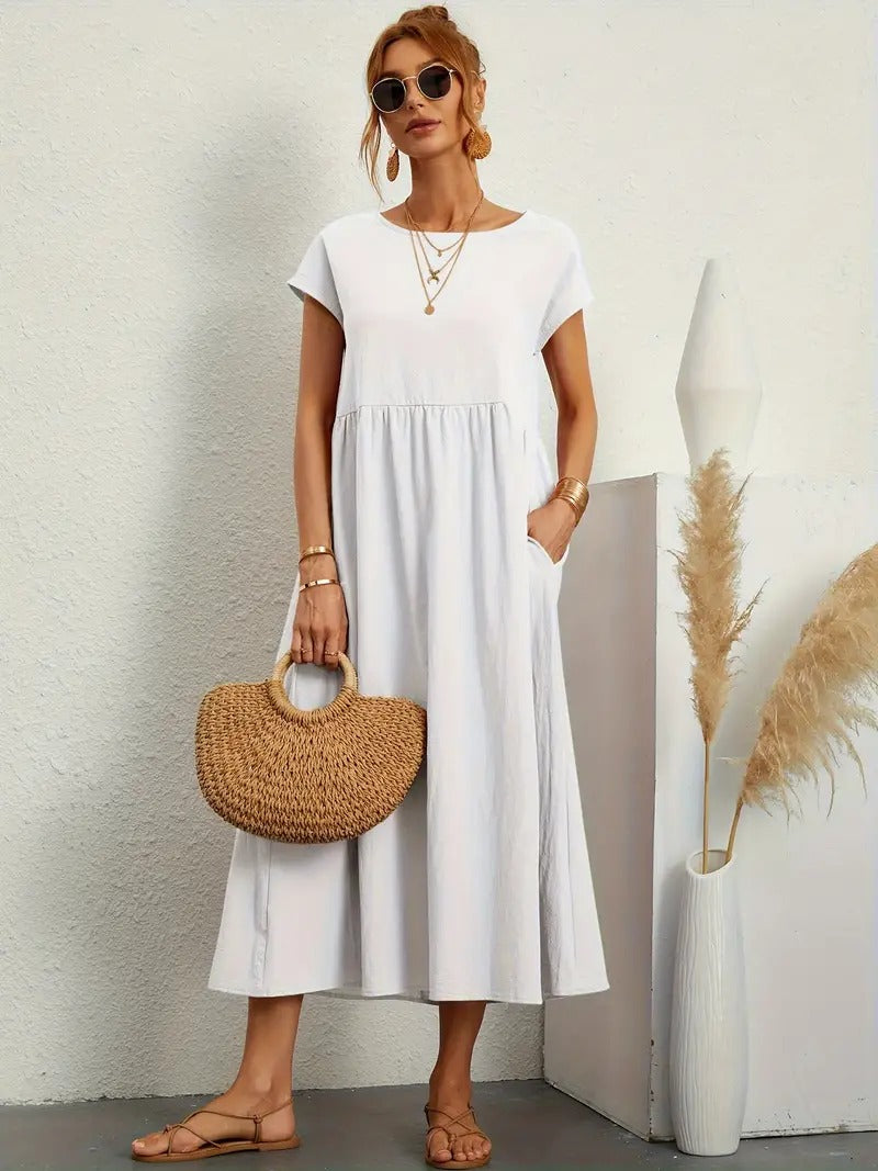 "Robe lin premium élégante avec poches, coupe flatteuse, couleurs variées, adaptée toutes saisons, confort assuré."