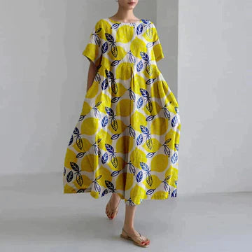 "Robe longue décontractée été, imprimé floral rose, style bohème élégant, coton doux, coupe fluide féminine."