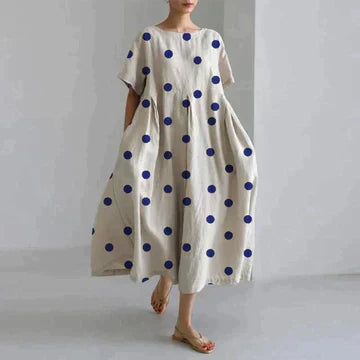 "Robe longue décontractée été, imprimé floral rose, style bohème élégant, coton doux, coupe fluide féminine."