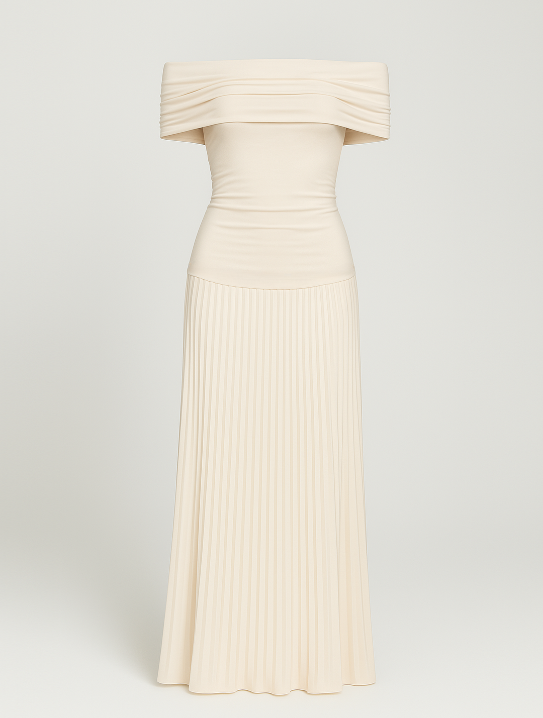 Robe longue élégante à épaules dénudées, idéale pour événements formels, détail allure et sophistication.