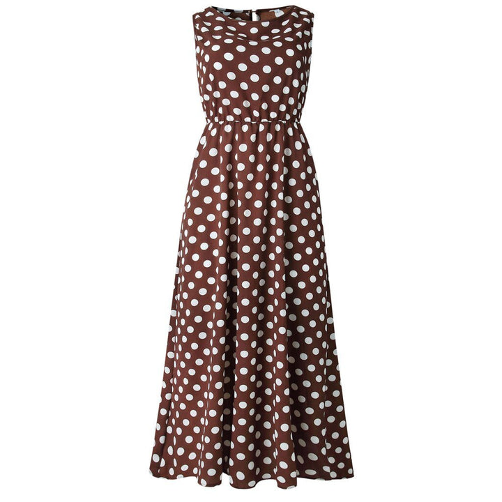 Robe maxi femme à pois, coupe flottante, tissu de qualité, élégante et chic, idéale pour ajouter du style à votre tenue.
