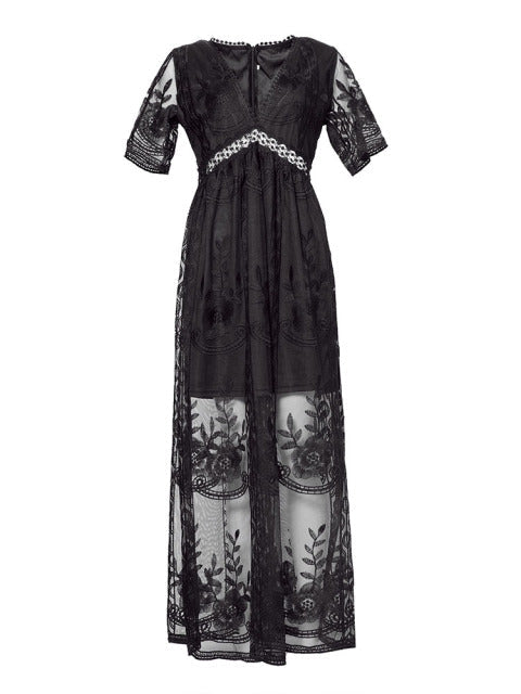 "Robe maxi Jasmine élégante, vue avant, coupe fluide, décolleté en V, tissu floral, parfaite pour journée ou soirée."