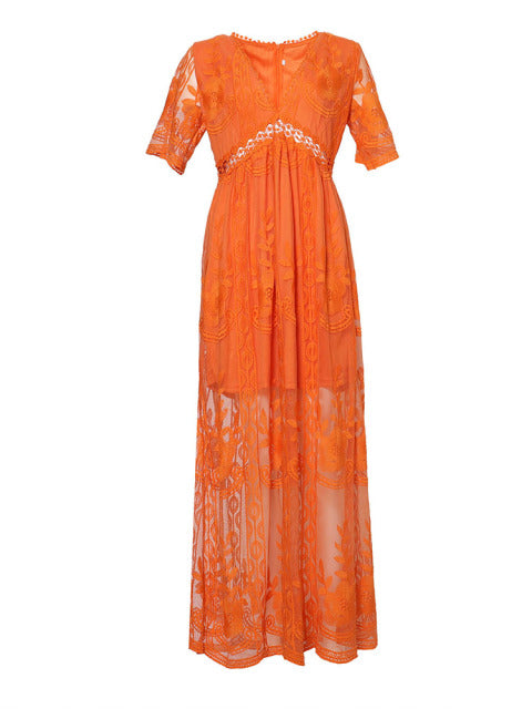 "Robe maxi Jasmine élégante, vue avant, coupe fluide, décolleté en V, tissu floral, parfaite pour journée ou soirée."