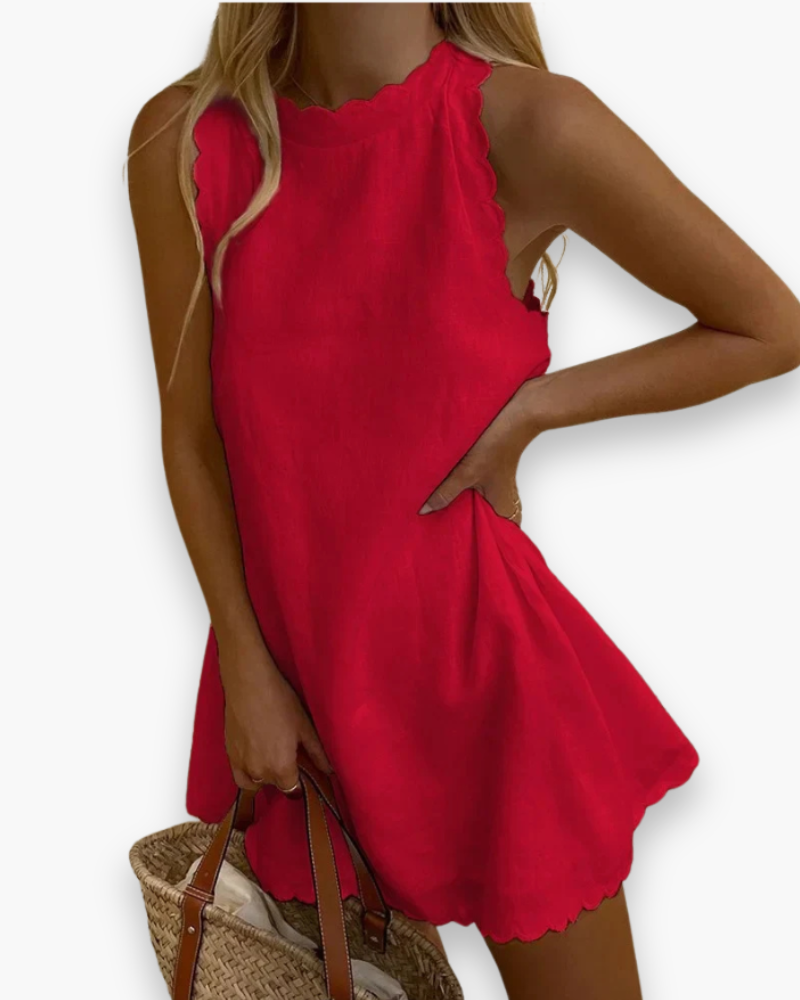 "Robe mini d'été élégante ondulée pour femmes, silhouette gracieuse, tissu léger, parfaite pour occasions estivales."