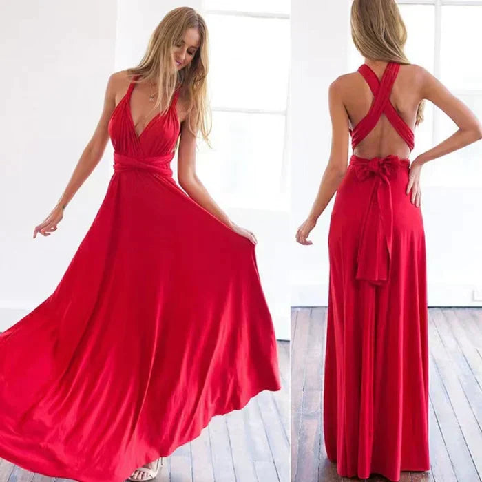 "Robe portefeuille élégante avec taille élastique, tissu respirant, coupe flatteuse pour occasions formelles et informelles."