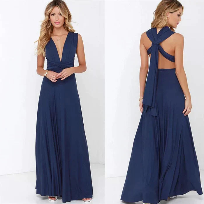 "Robe portefeuille élégante avec taille élastique, tissu respirant, coupe flatteuse pour occasions formelles et informelles."