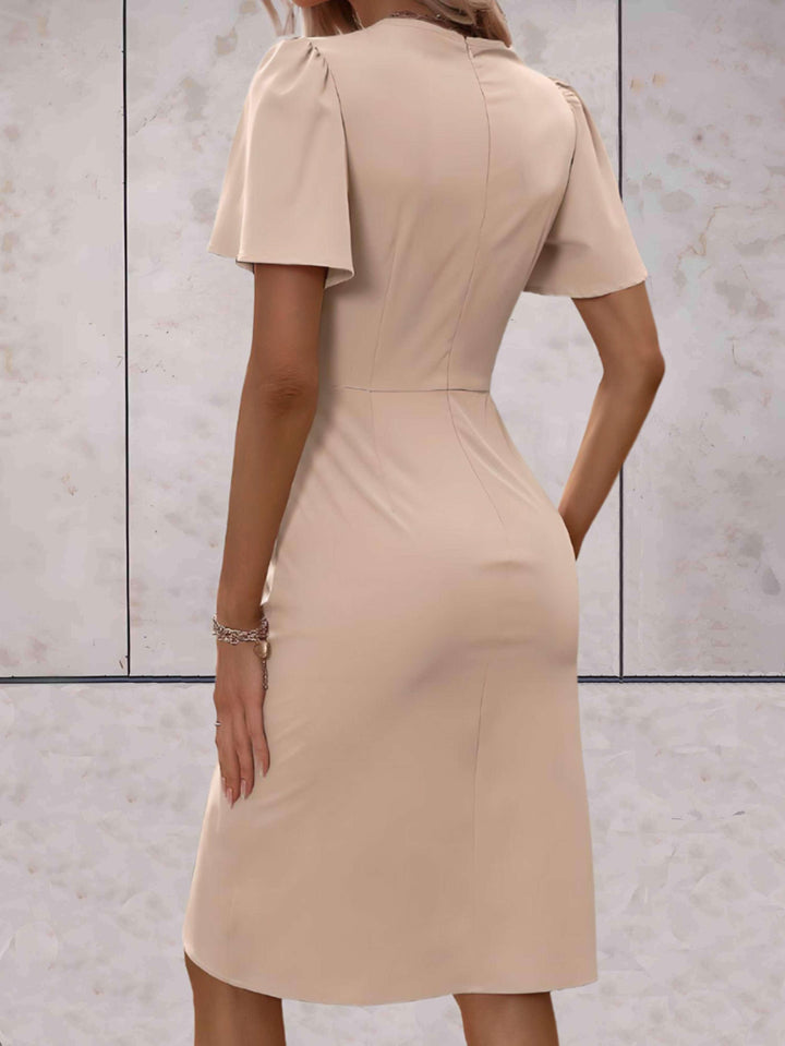 "Robe portefeuille femme élégante avec col V, ajustable, croisée, décolleté en V profond, idéale pour occasion formelle ou dé