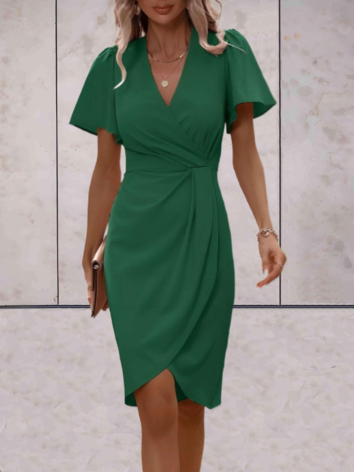 "Robe portefeuille femme élégante avec col V, ajustable, croisée, décolleté en V profond, idéale pour occasion formelle ou dé