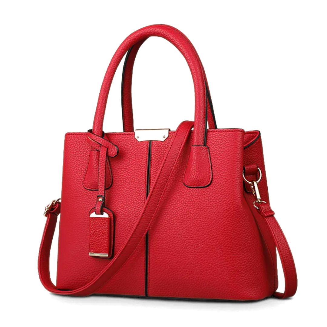 "Sac à bandoulière violet élégant et spacieux pour femme, avec sangle réglable et design intemporel, vue de face."
