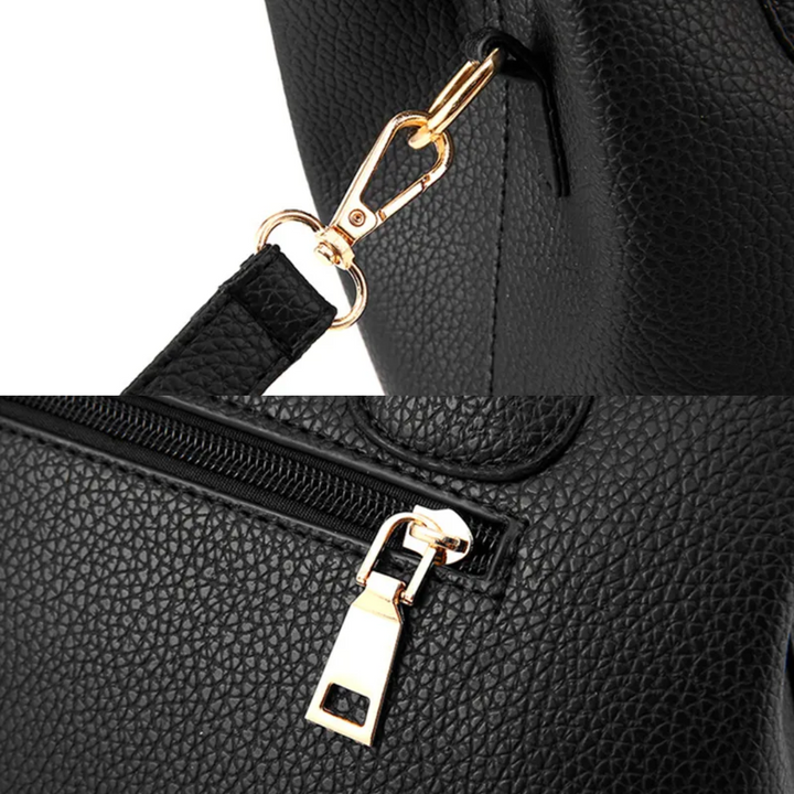 "Sac à bandoulière violet élégant et spacieux pour femme, avec sangle réglable et design intemporel, vue de face."