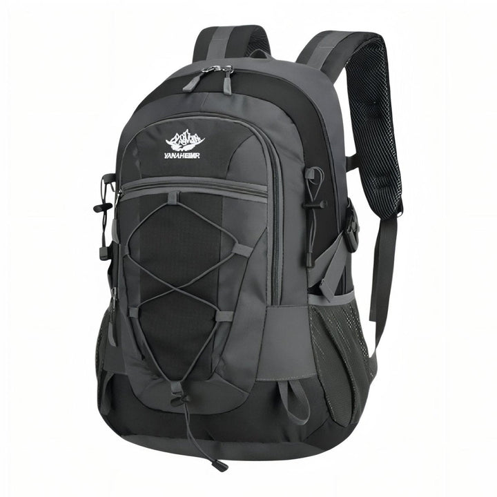 "Sac à dos léger 30L pour randonnée, imperméable, avec bretelles rembourrées et poches en filet."
