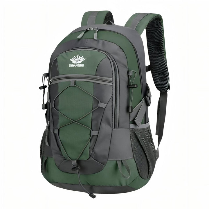 "Sac à dos léger 30L pour randonnée, imperméable, avec bretelles rembourrées et poches en filet."