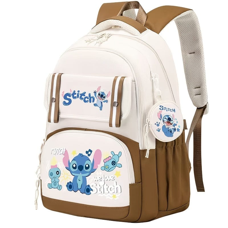 Sac à dos scolaire enfant coloré, grande capacité, design animé, compartiments multiples, confortable, bleu et blanc.