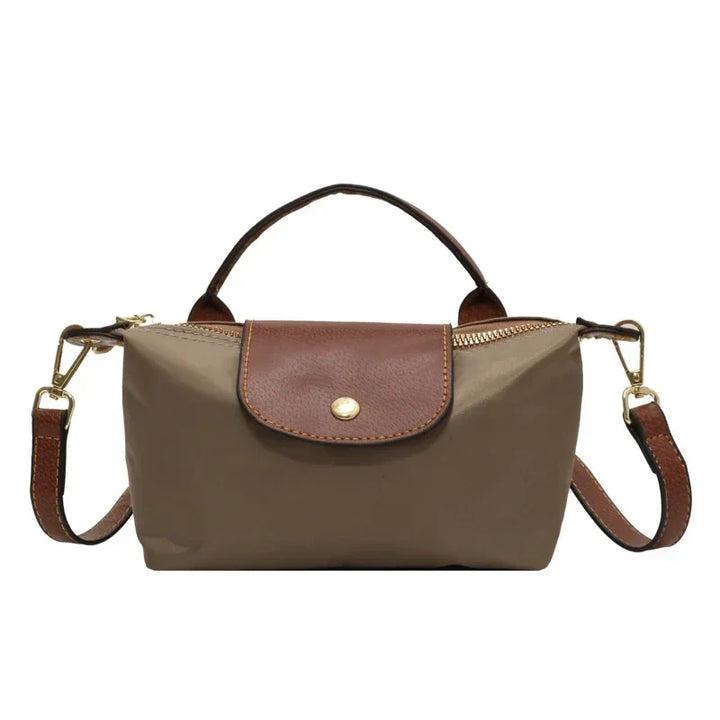 "Sac bandoulière chic automnal pour femmes, petite taille, design épuré, couleur kaki, idéal accessoires élégants."