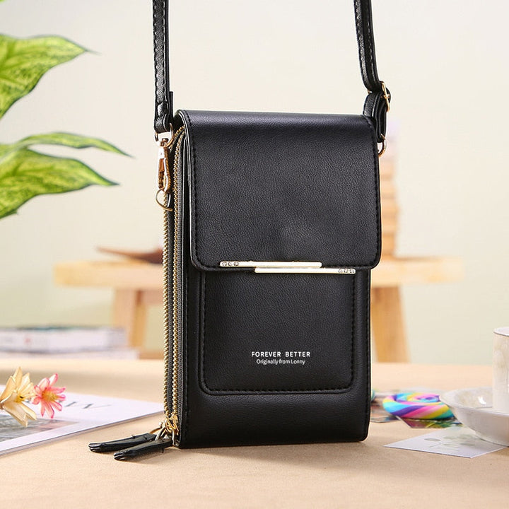 Sac bandoulière compact en cuir PU végétalien, élégant et moderne, pour femme, disponible en huit couleurs tendance.