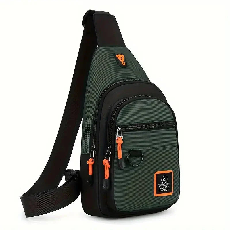 "Sac bandoulière homme en nylon noir, élégant et pratique, avec bandoulière ajustable et compartiments multifonctionnels."