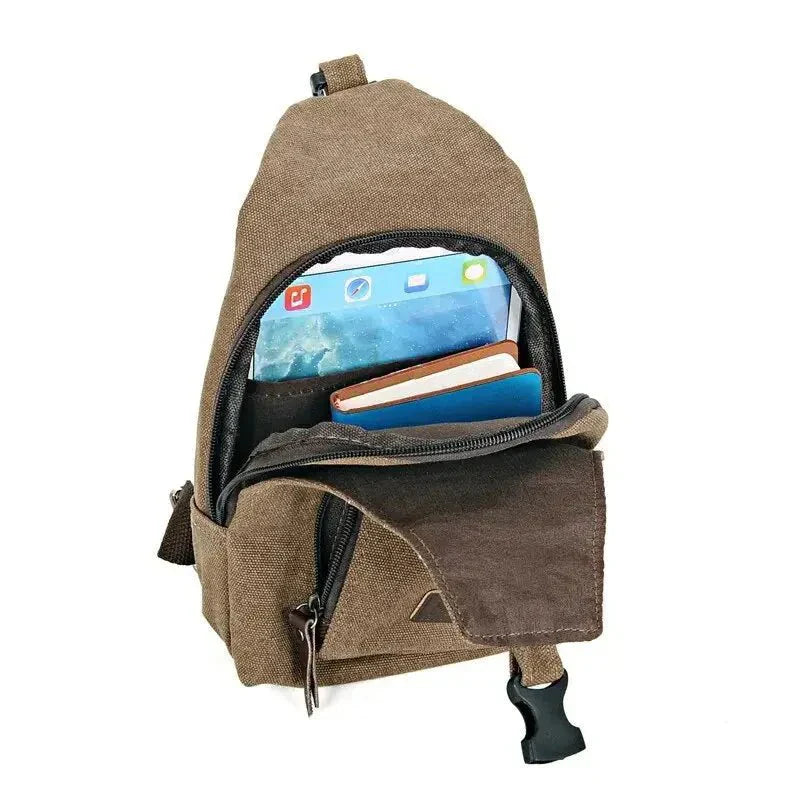 "Sac bandoulière robuste en toile ajustable, design élégant et confort optimal pour activités extérieures et urbaines."