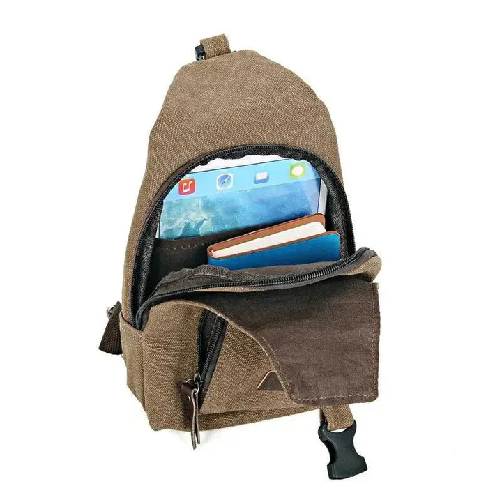 "Sac bandoulière robuste en toile ajustable, design élégant et confort optimal pour activités extérieures et urbaines."
