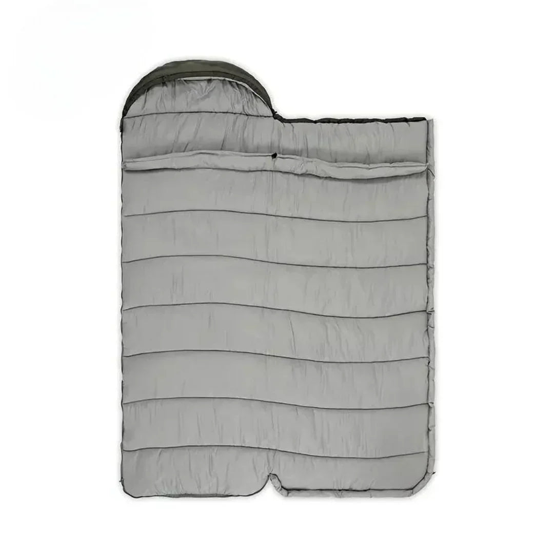 "Sac de couchage outdoor ultraléger gris, design ergonomique, isolation thermique optimale pour camping et trek."