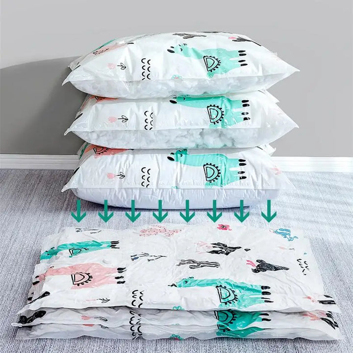 "Sac de rangement sous vide réutilisable avec pompe, idéal pour optimiser l'espace, protège contre l'humidité et la poussière