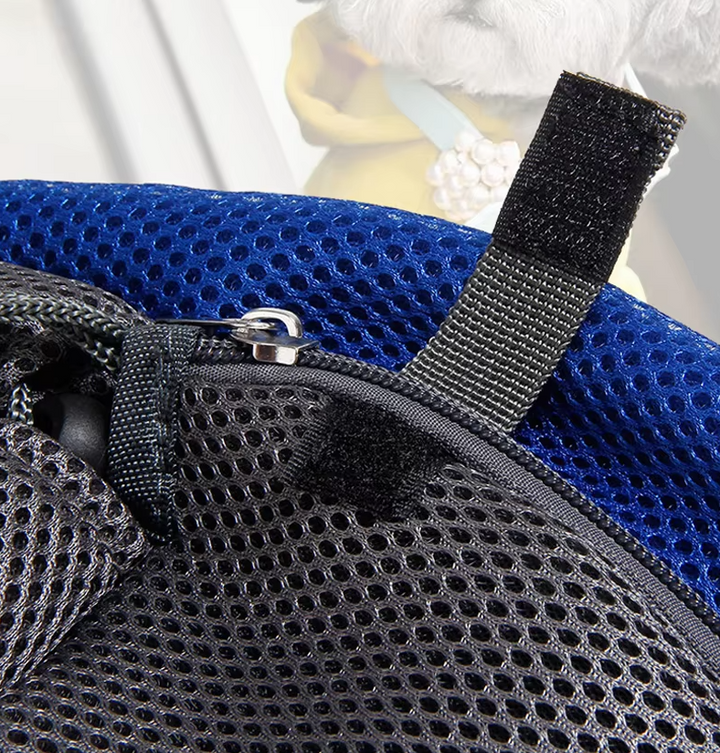 "Sac de transport pour chien, respirant, bandoulière rembourrée, gris, pratique et léger, confort et sécurité."