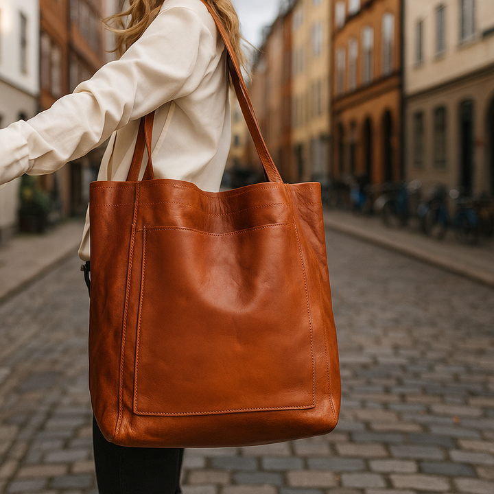 "Sac épaule en cuir fait main, élégant et spacieux, marron foncé, parfait pour le quotidien et les occasions spéciales"