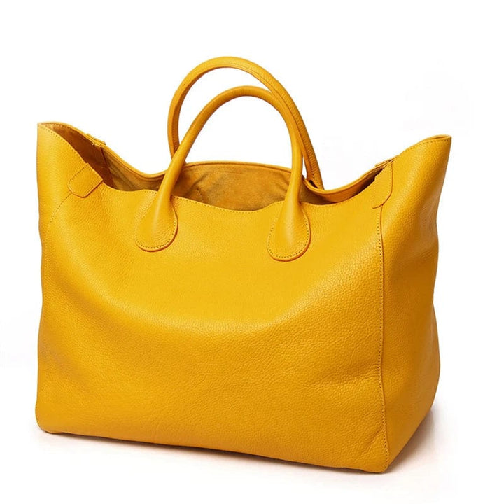 Sac fourre-tout en cuir véritable, grand format, couleur bleu, spacieux et élégant pour femme, idéal au quotidien.