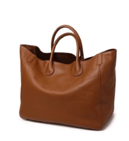 Sac fourre-tout en cuir véritable, grand format, couleur bleu, spacieux et élégant pour femme, idéal au quotidien.