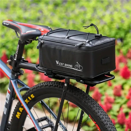 "Sacoche de vélo imperméable, grande capacité, avec poches multiples et éléments réfléchissants pour plus de sécurité."