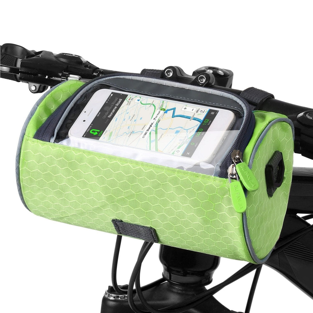 "Sacoche vélo étanche multifonction avec écran tactile, sangle velcro, divers coloris, adaptée à tous types de vélos."