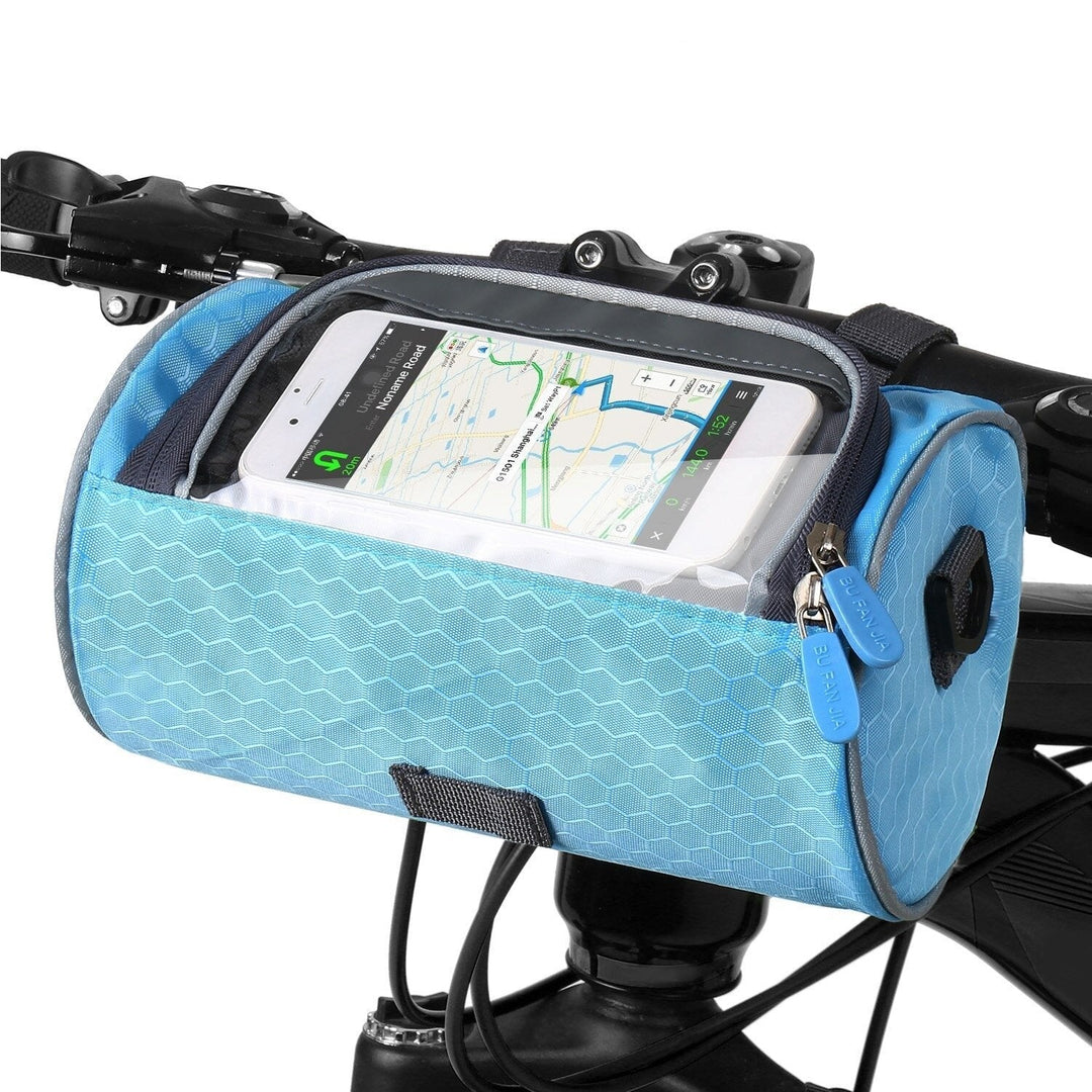 "Sacoche vélo étanche multifonction avec écran tactile, sangle velcro, divers coloris, adaptée à tous types de vélos."