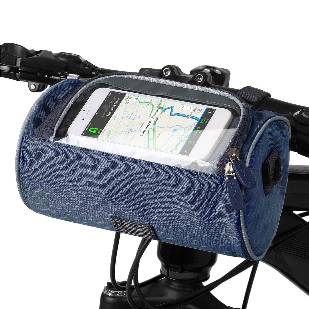 "Sacoche vélo étanche multifonction avec écran tactile, sangle velcro, divers coloris, adaptée à tous types de vélos."