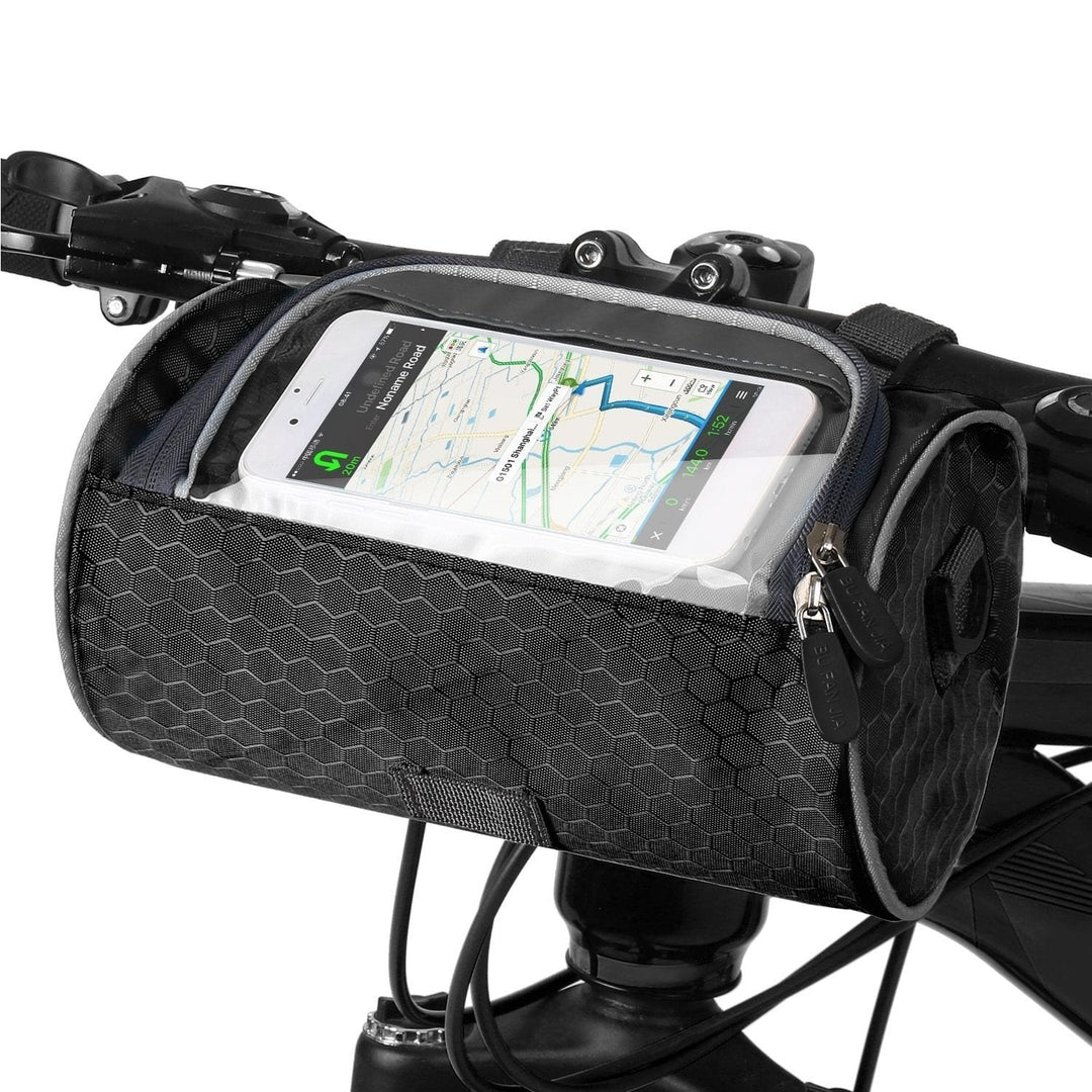 "Sacoche vélo étanche multifonction avec écran tactile, sangle velcro, divers coloris, adaptée à tous types de vélos."