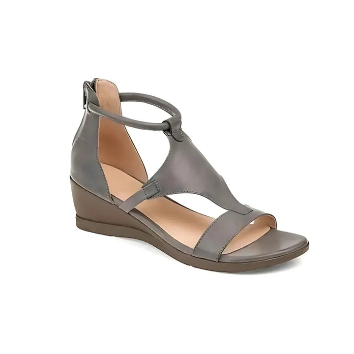 "Sandales compensées orthopédiques pour femmes, talon 5 cm, couleur marron, design élégant et confortable pour usage quotidie